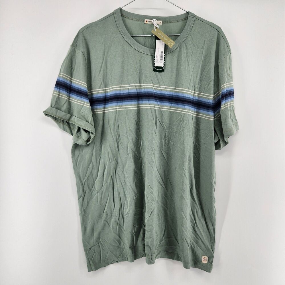 Marine Layer Men's Large Light Green Signature Crew Stripe Tee NWT